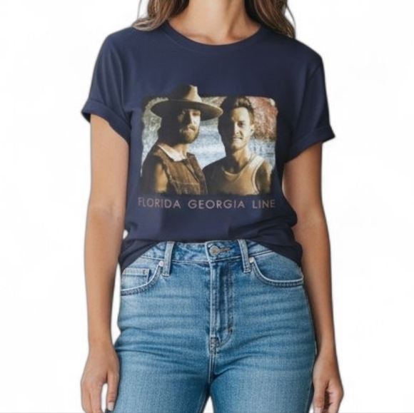Tops - Florida Georgia Line Can't Say I Ain't Country 2019 Concert Tee in Blue Sz Small